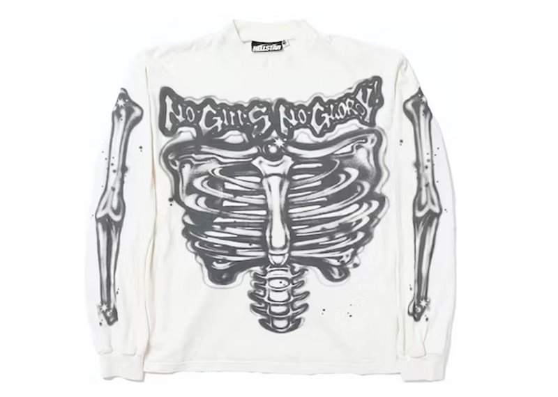Hellstar Airbrushed Bones Longsleeve White
