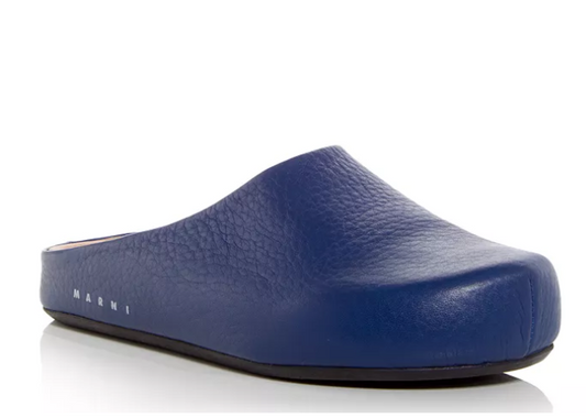 Marni Mens Sabot Clogs Leather Dusty Blue